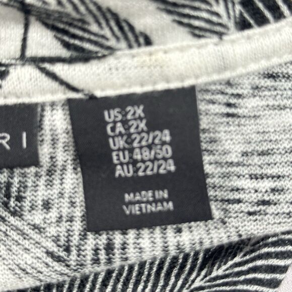 Tamari 100% Linen Palm Leaf Print Top Plus Sz 2X V-Neck 3/4 Sleeve Blouse Resort - Picture 6 of 12